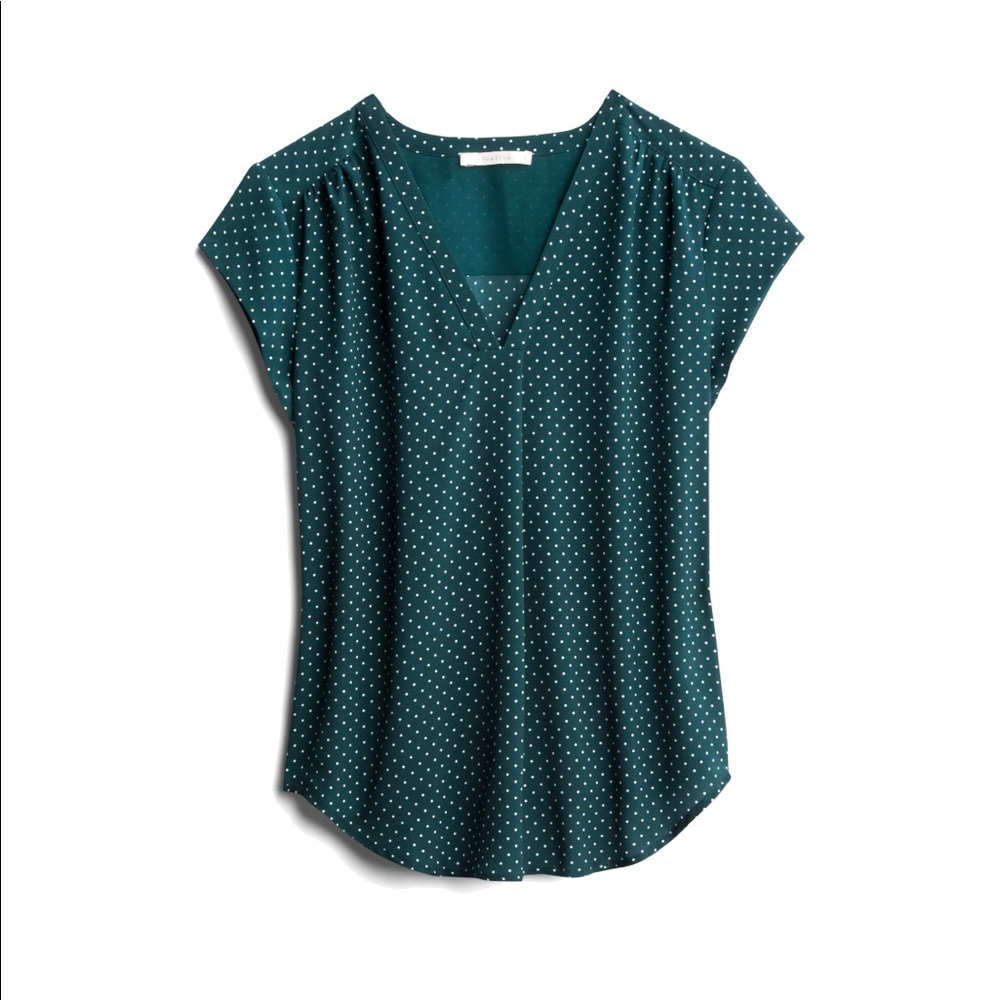 Forest Green V-neck Blouse by Fun2Fun